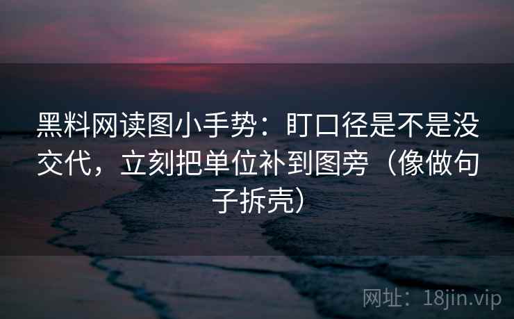 黑料网读图小手势：盯口径是不是没交代，立刻把单位补到图旁（像做句子拆壳）